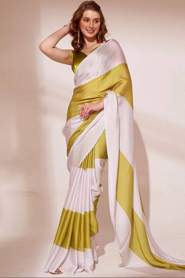 Multi Color Printed Satin Saree