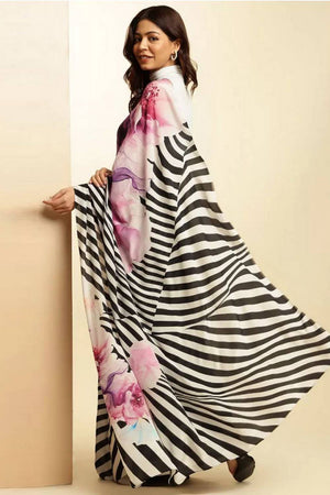 Multi Color Printed Satin Saree