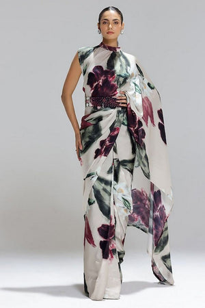 Multi Color Printed Satin Saree (Sudha-163)