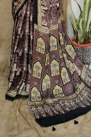 Multi Color Printed Satin Saree (Sudha-169)