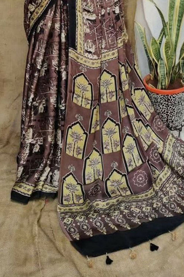 Multi Color Printed Satin Saree (Sudha-169)