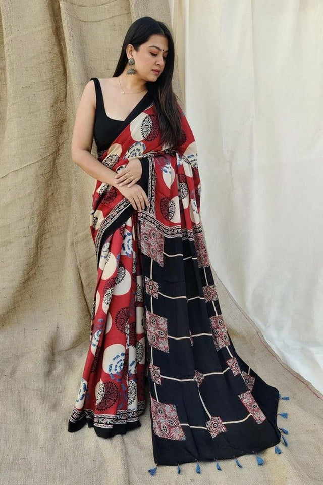 Multi Color Printed Satin Saree (Sudha-183)