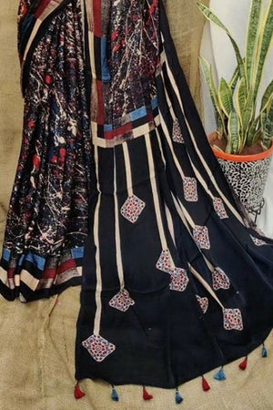 Multi Color Printed Satin Saree (Sudha-185)