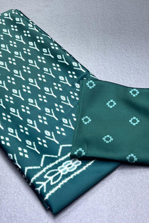 Dark Green Printed Satin Saree (Sudha-188-B)