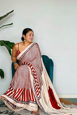 Multi Color Printed Satin Saree (Sudha-199)
