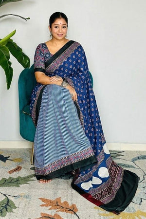 Multi Color Printed Satin Saree (Sudha-207)