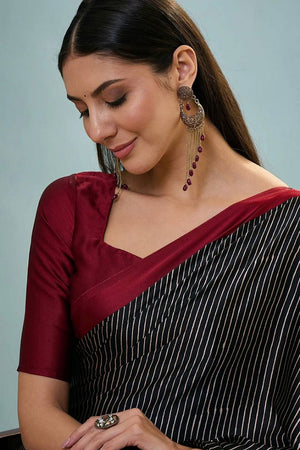 Black Printed Satin Saree (Sudha-212)