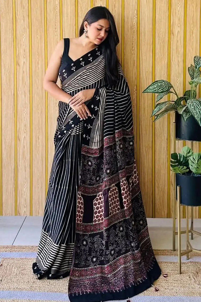Multi Color Printed Satin Saree (Sudha-222)