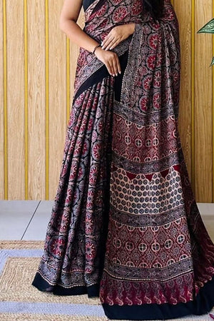 Multi Color Printed Satin Saree (Sudha-224)