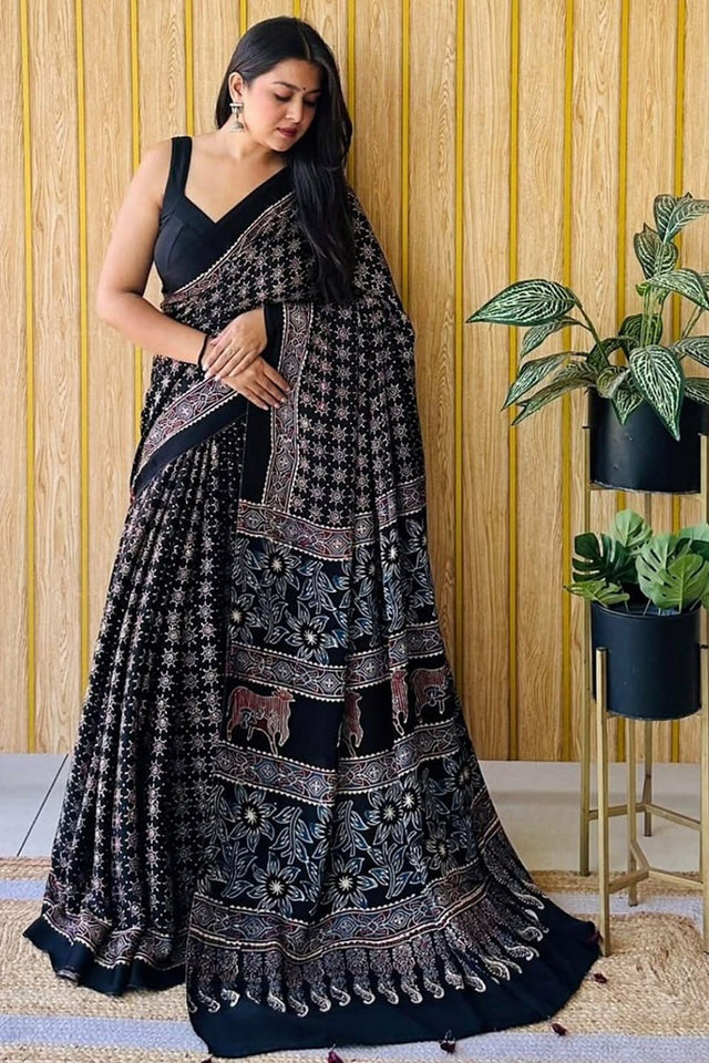 Multi Color Printed Satin Saree (Sudha-225)