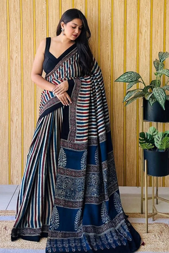 Multi Color Printed Satin Saree (Sudha-226)
