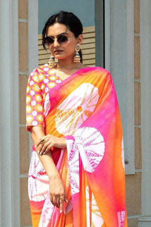 Multi Color Printed Satin Saree (Sudha-227)