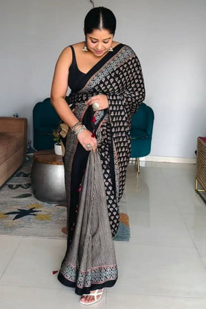 Multi Color Printed Satin Saree (Sudha-234)