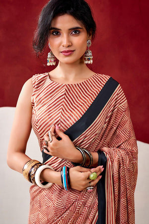 Red Printed Satin Saree (Sudha-237)