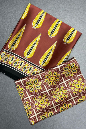 Brown Printed Satin Saree (Sudha-239)