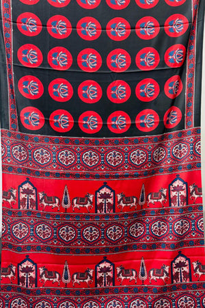 Black Printed Satin Saree (Sudha-240)