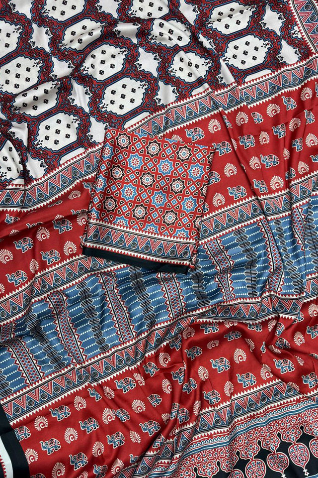 Multi Color Printed Satin Saree (Sudha-250)