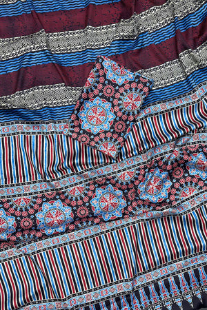 Multi Color Printed Satin Saree (Sudha-251)