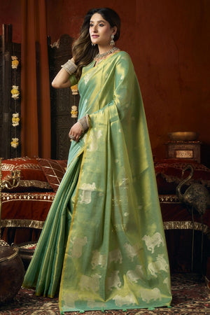 Green Woven Tissue Saree (Supriya-3604)