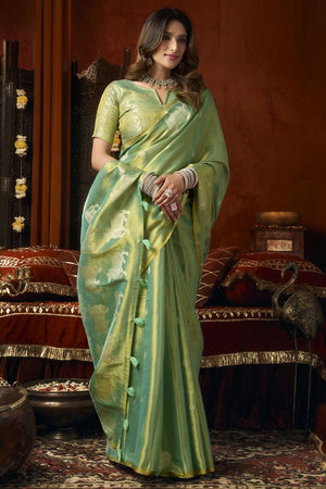 Green Woven Tissue Saree (Supriya-3604)