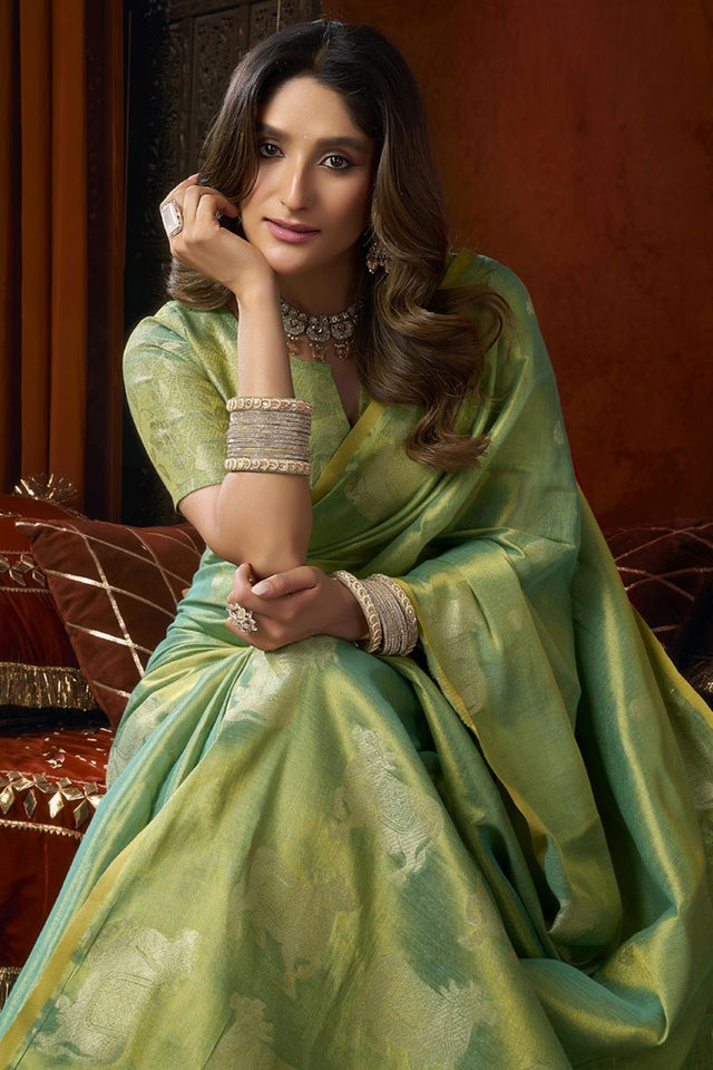 Green Woven Tissue Saree (Supriya-3604)