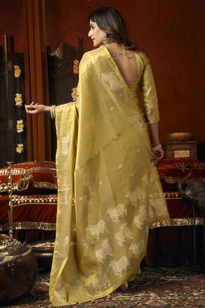 Cream Woven Tissue Saree (Supriya-3606)