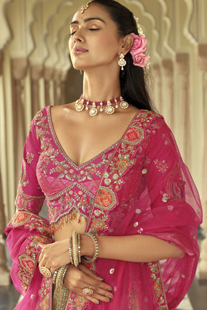 Beige Floral Embroidered Silk Lehenga