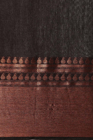Black Silk Blend Woven Saree