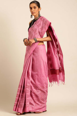 Pink Silk Blend Woven Saree (TCMPPF4E2052)