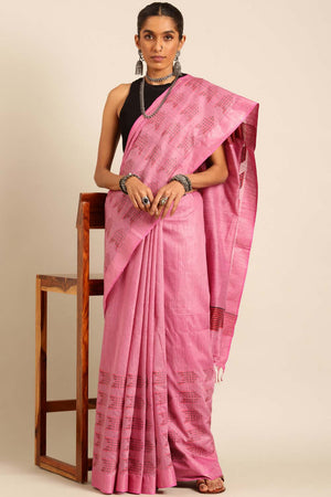 Pink Silk Blend Woven Saree (TCMPPF4E2052)