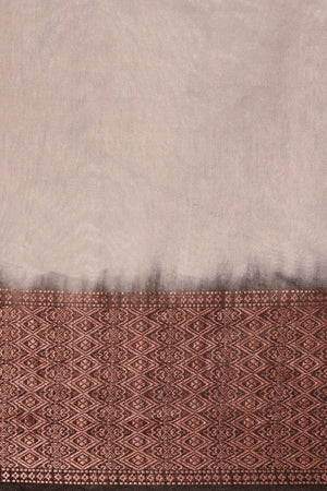 Grey Silk Blend Woven Saree (THMELH4E2079)