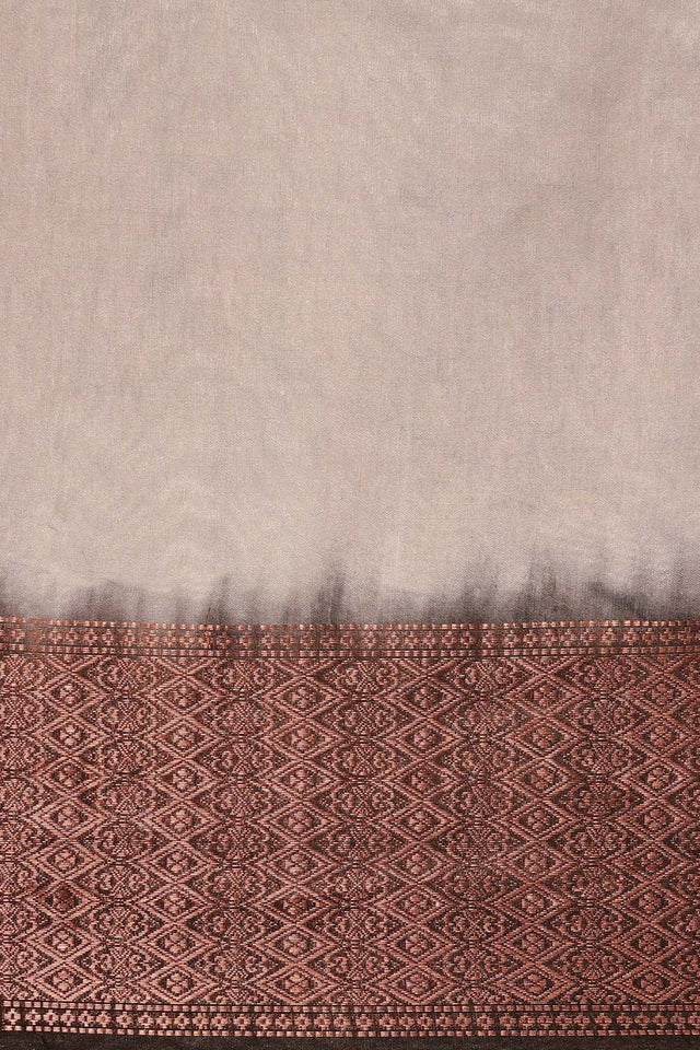 Grey Silk Blend Woven Saree (THMELH4E2079)
