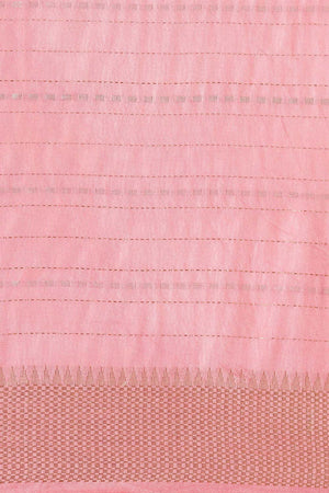 Pink Silk Blend Woven Saree