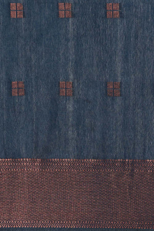 Blue Silk Blend Woven Saree