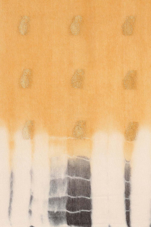 Cream Silk Blend Woven Saree