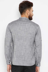 Men's Cotton Solid Short Kurta Top In Grey