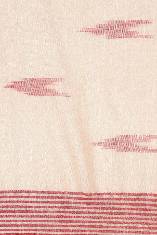 White Linen Blend Woven Saree (TMUWRF4E2071)