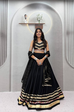 Black Sequin with Embroidered Cotton Lehenga (TP-185)