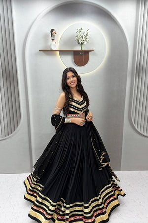 Black Sequin with Embroidered Cotton Lehenga (TP-185)