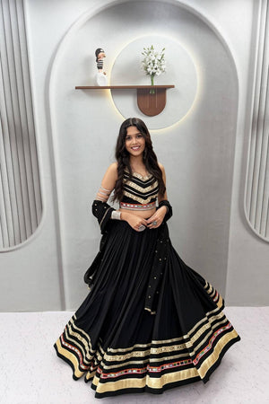 Black Sequin with Embroidered Cotton Lehenga (TP-185)
