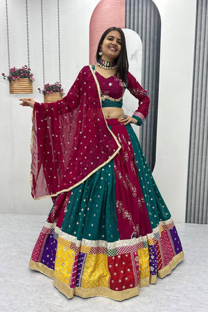 Multi Color Embroidered Georgette Lehenga (TP-279)