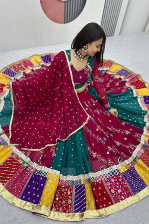 Multi Color Embroidered Georgette Lehenga (TP-279)