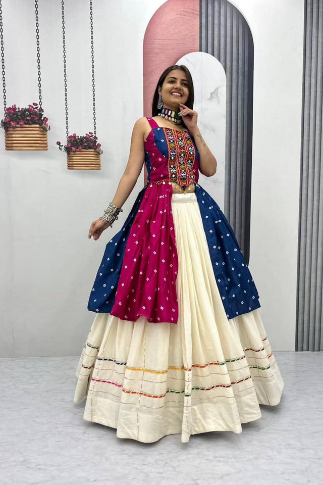 Pink Embroidered Cotton Lehenga (TP-56- pink)
