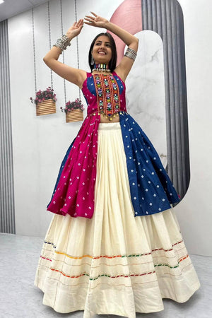 Pink Embroidered Cotton Lehenga (TP-56- pink)