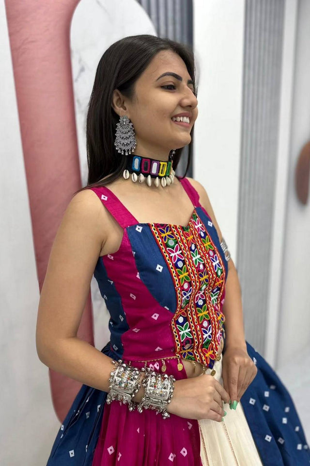 Pink Embroidered Cotton Lehenga (TP-56- pink)