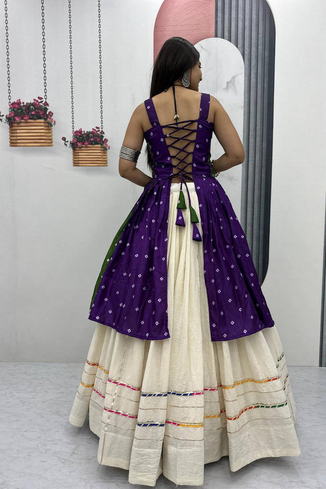 Green Embroidered Cotton Lehenga (TP-56 - Green)
