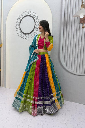 Multi Color Sequin with Bandhani Printed Georgette Lehenga (TP-588)