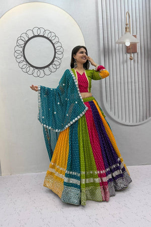 Multi Color Sequin with Bandhani Printed Georgette Lehenga (TP-588)