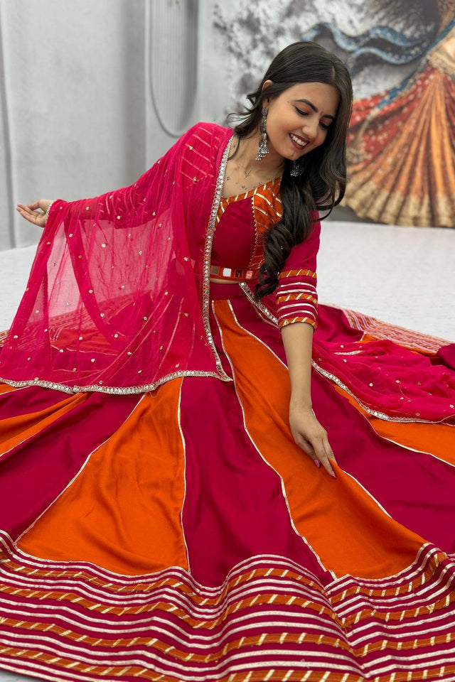 Pink Lace Work Cotton Lehenga (TP-589-Pink)