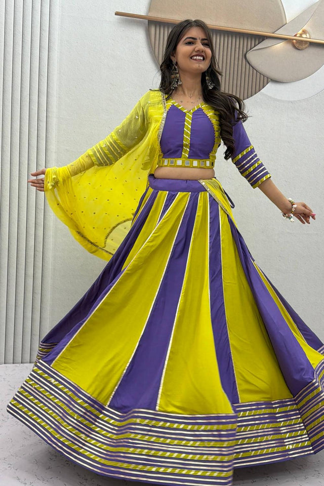 Purple Lace Work Cotton Lehenga (TP-589-Purple)